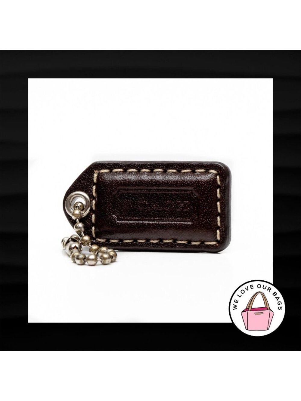 1.5" Small COACH BROWN LEATHER KEY FOB KEYCHAIN